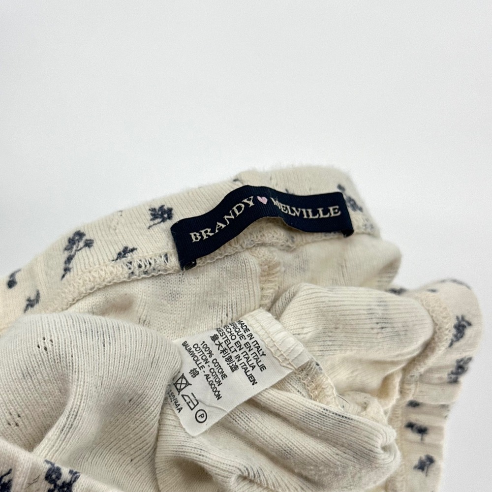 Brandy Melville Floral Low Rise Flare Pajama Lounge Pointelle Pants Coquette S - Picture 7 of 7